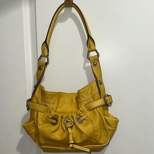 B. Makowsky Mustard Yellow Leather Shoulder Bag